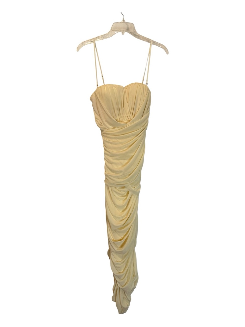 JLUXLABEL Ruched Buttery Cream Spaghetti Strapped Dress/Gown